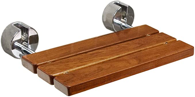 Clevr 20-inch Teak Wood Modern Folding Shower Seat Bench