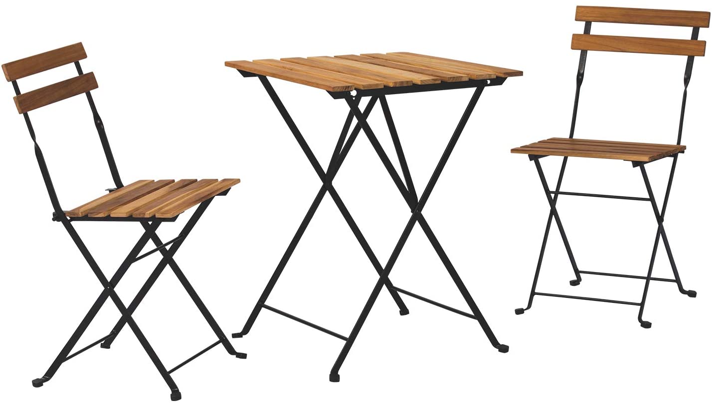 HOMPUS 3-Piece Patio Bistro Set Folding Table and Chairs
